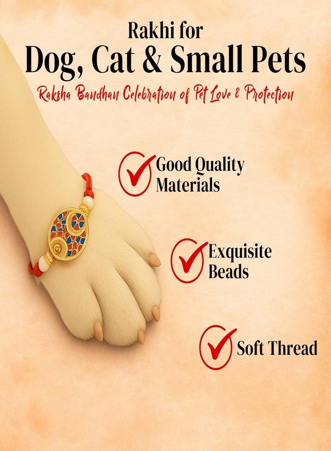 Sage Square Paw Bandhan Rakhi for Dog, Cat & Small Pets | Celebrate Bonds of Love This Raksha Bandhan | Cute Rakhi with Beads, Decorative Threads | Gift for Pet Lovers & Furry Companions (Type 7) - Image 4